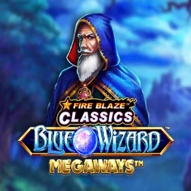 Logo of Fire Blaze Blue Wizard Megaways from Rarestone Gaming at Spinmacho Casino